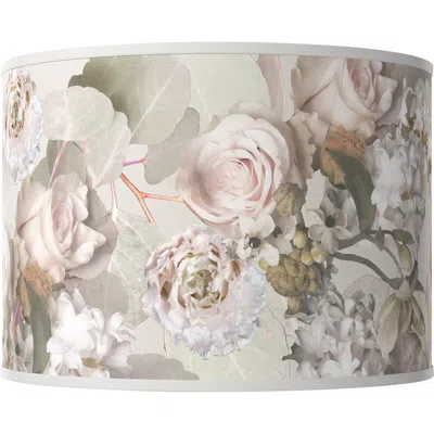 Giclee Glow Rosy Blossoms White Giclee Drum Lamp Shade 15.5x15.5x11 (spider)