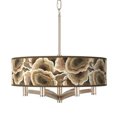 Giclee Glow Ruffled Feathers Ava 6-light Nickel Pendant Chandelier