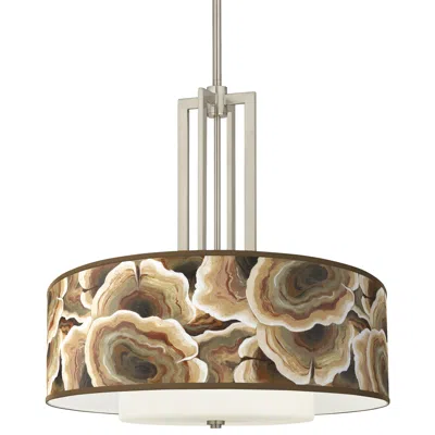 Giclee Glow Ruffled Feathers Carey 24" Brushed Nickel 4-light Chandelier