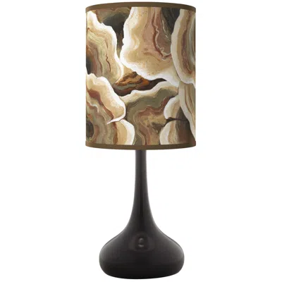 Giclee Glow Ruffled Feathers Giclee Black Droplet Table Lamp