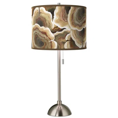 Giclee Glow Ruffled Feathers Giclee Brushed Nickel Table Lamp