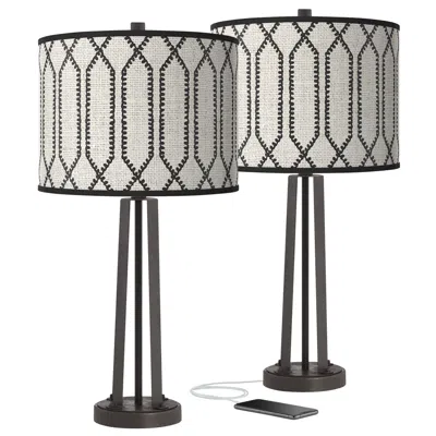 Giclee Glow Rustic Chic Susan Dark Bronze Usb Table Lamps Set Of 2