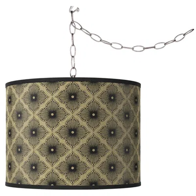 Giclee Glow Rustic Flora 13 1/2" Wide Plug-in Swag Drum Pendant