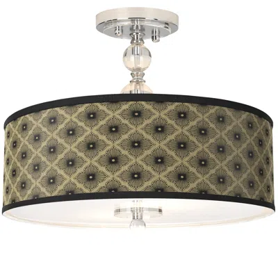 Giclee Glow Rustic Flora Giclee 16" Wide Semi-flush Ceiling Light