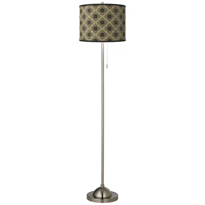 Giclee Glow Rustic Flora Shade With Brushed Nickel Pull Chain Floor Lamp