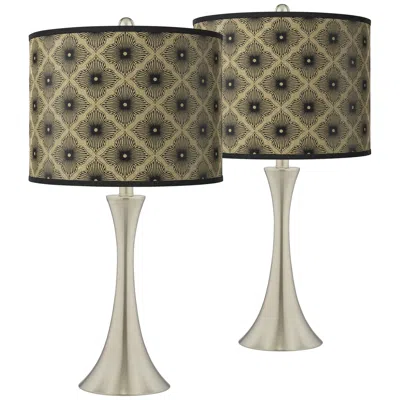 Giclee Glow Rustic Flora Trish 26 1/4"h Brushed Nickel Touch Table Lamps Set Of 2