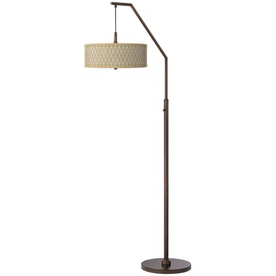 Giclee Glow Rustic Mod  Shade On Bronze Downbridge Modern Arc Floor Lamp
