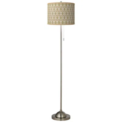 Giclee Glow Rustic Mod  Shade On Brushed Nickel Pull Chain Floor Lamp