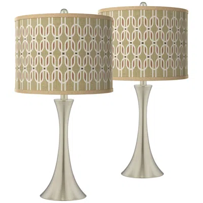 Giclee Glow Rustic Mod Trish Brushed Nickel Touch Table Lamps Set Of 2