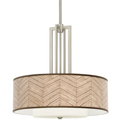 Giclee Glow Rustic Woodwork 24" Brushed Nickel 4-light Chandelier