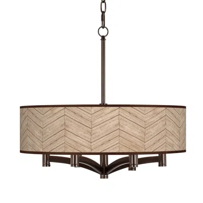 Giclee Glow Rustic Woodwork Ava 6-light Bronze Pendant Chandelier