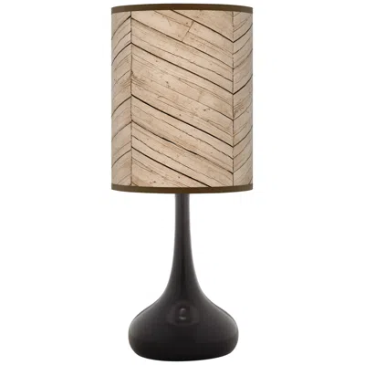 Giclee Glow Rustic Woodwork Giclee Black Droplet Table Lamp
