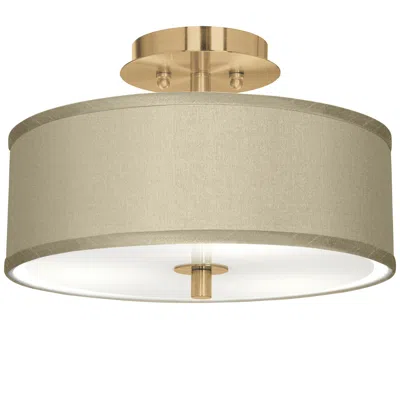 Giclee Glow Sesame Faux Silk Gold 14" Wide Ceiling Light