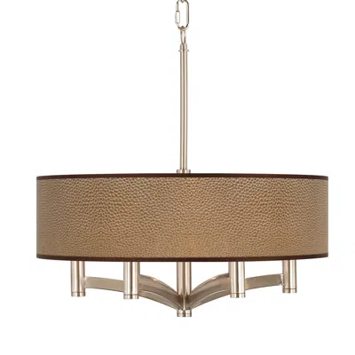 Giclee Glow Simulated Leatherette Ava 6-light Nickel Pendant Chandelier
