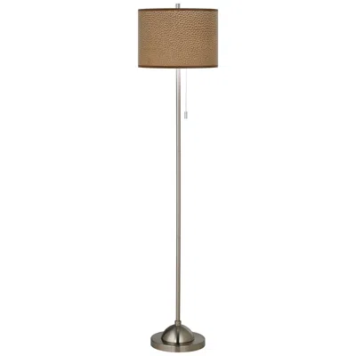 Giclee Glow Simulated Leatherette Brushed Nickel Pull Chain Floor Lamp