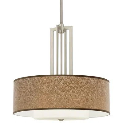 Giclee Glow Simulated Leatherette Carey 24" Nickel 4-light Chandelier