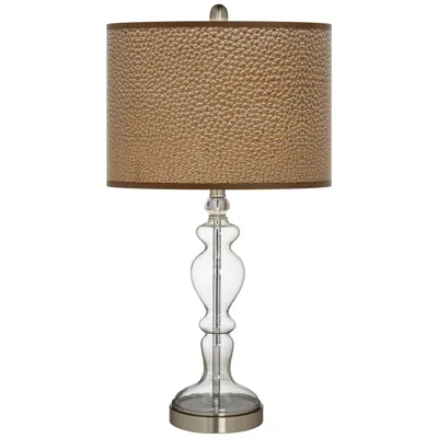 Giclee Glow Simulated Leatherette Giclee Apothecary Clear Glass Table Lamp