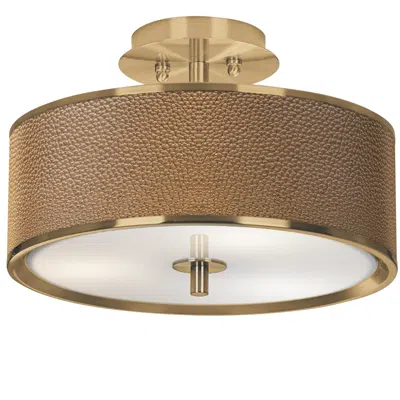 Giclee Glow Simulated Leatherette Gold 14" Wide Ceiling Light