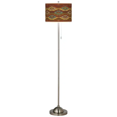 Giclee Glow Southwest Sienna Brushed Nickel Pull Chain Floor Lamp
