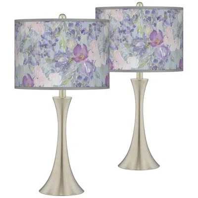 Giclee Glow Spring Flowers 26 1/4"h Brushed Nickel Touch Table Lamps Set Of 2