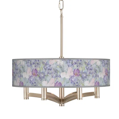 Giclee Glow Spring Flowers Ava 6-light Nickel Pendant Chandelier