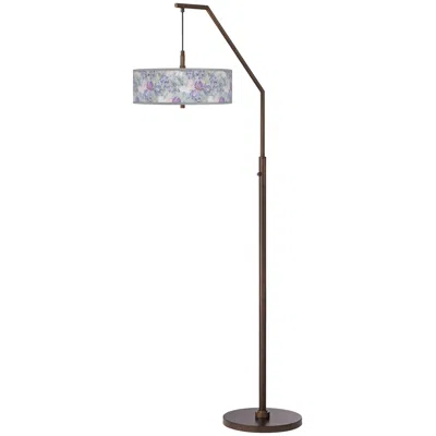 Giclee Glow Spring Flowers Bronze Downbridge Arc Floor Lamp