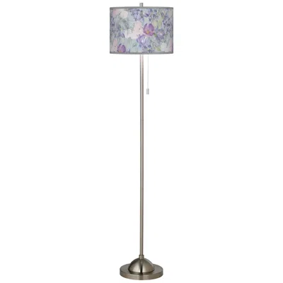 Giclee Glow Spring Flowers Brushed Nickel Pull Chain Floor Lamp