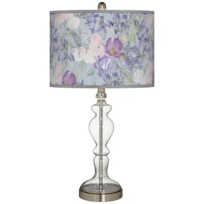 Giclee Glow Spring Flowers Giclee Apothecary Clear Glass Table Lamp