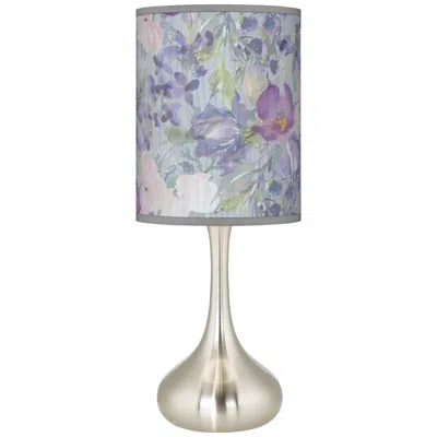 Giclee Glow Spring Flowers Giclee Brushed Nickel Droplet Table Lamp