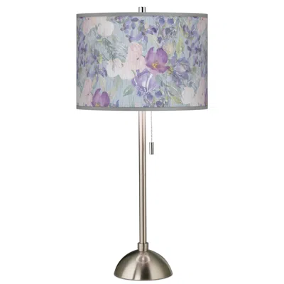 Giclee Glow Spring Flowers Giclee Brushed Nickel Table Lamp
