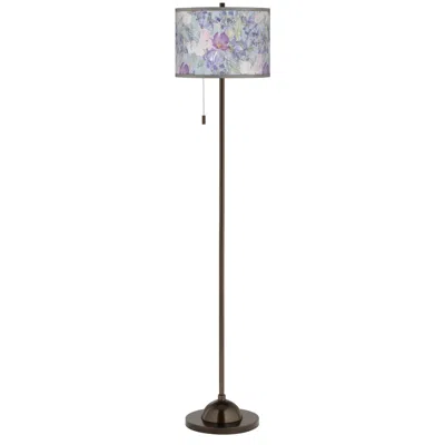 Giclee Glow Spring Flowers  Bronze Club Floor Lamp