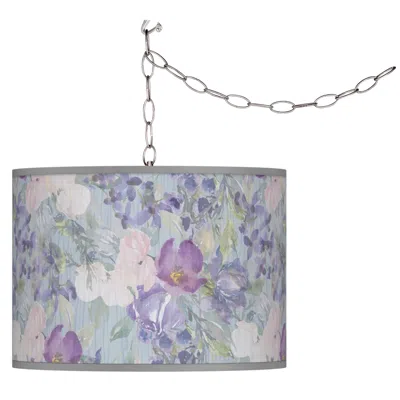 Giclee Glow Spring Flowers  Plug-in Swag Pendant
