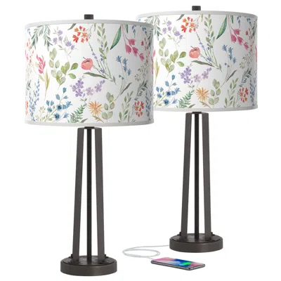 Giclee Glow Spring's Joy Susan Dark Bronze Usb Table Lamps Set Of 2