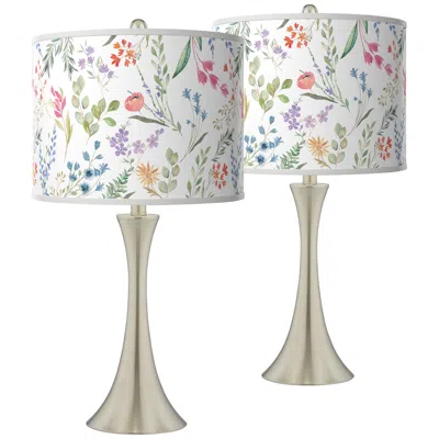 Giclee Glow Spring's Joy Trish Brushed Nickel Touch Table Lamps Set Of 2