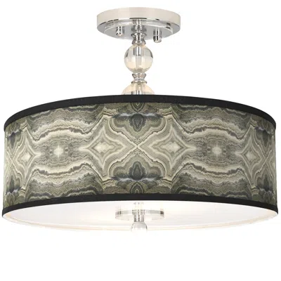 Giclee Glow Sprouting Marble Giclee 16" Wide Semi-flush Ceiling Light