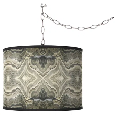 Giclee Glow Sprouting Marble  13 1/2" Wide Plug-in Swag Pendant
