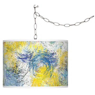 Giclee Glow Starry Dawn Shade 13 1/2" Wide Plug-in Swag Pendant