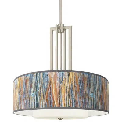 Giclee Glow Striking Bark Carey 24" Brushed Nickel 4-light Chandelier