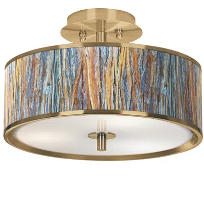 Giclee Glow Striking Bark Gold 14" Wide Ceiling Light