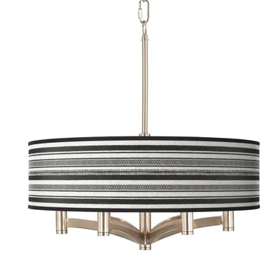 Giclee Glow Stripes Noir Ava 6-light Nickel Pendant Chandelier