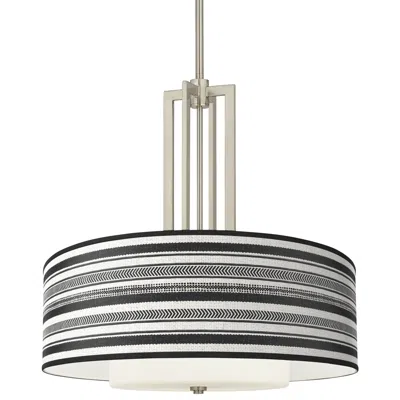 Giclee Glow Stripes Noir Carey 24" Brushed Nickel 4-light Chandelier