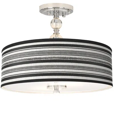 Giclee Glow Stripes Noir Giclee 16" Wide Semi-flush Ceiling Light