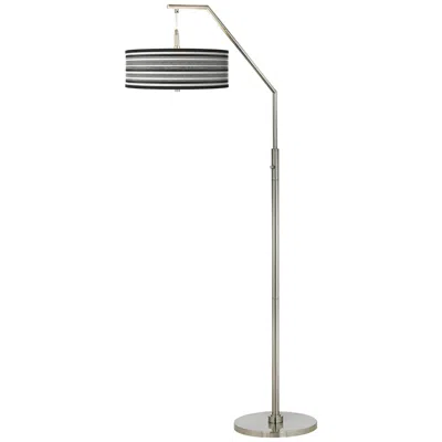 Giclee Glow Stripes Noir Giclee Shade Arc Floor Lamp