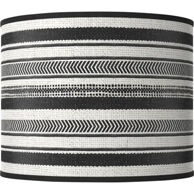 Giclee Glow Stripes Noir White Giclee Round Drum Lamp Shade 14x14x11 (spider)