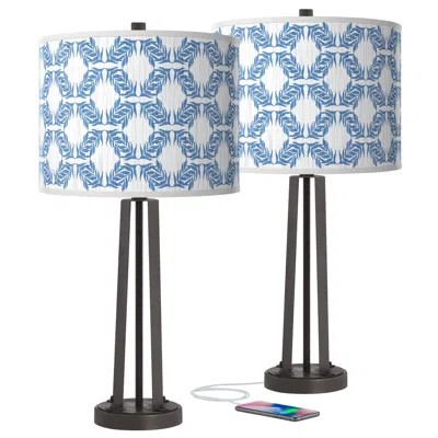 Giclee Glow Susan 25 1/2" Leaf Symmetry Bronze Usb Lamps Set Of 2