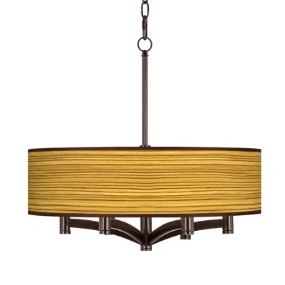 Giclee Glow Tawny Zebrawood Ava 6-light Bronze Pendant Chandelier