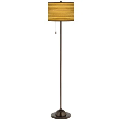 Giclee Glow Tawny Zebrawood  Bronze Club Floor Lamp