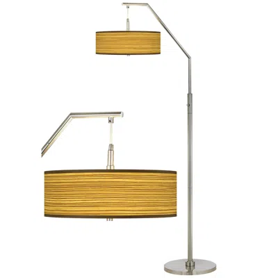 Giclee Glow Tawny Zebrawood Giclee Shade Arc Floor Lamp