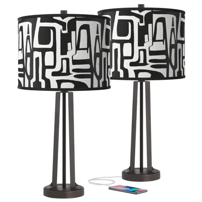 Giclee Glow Tempo Susan Dark Bronze Usb Table Lamps Set Of 2