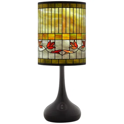 Giclee Glow Tiffany Lily Giclee Black Droplet Table Lamp